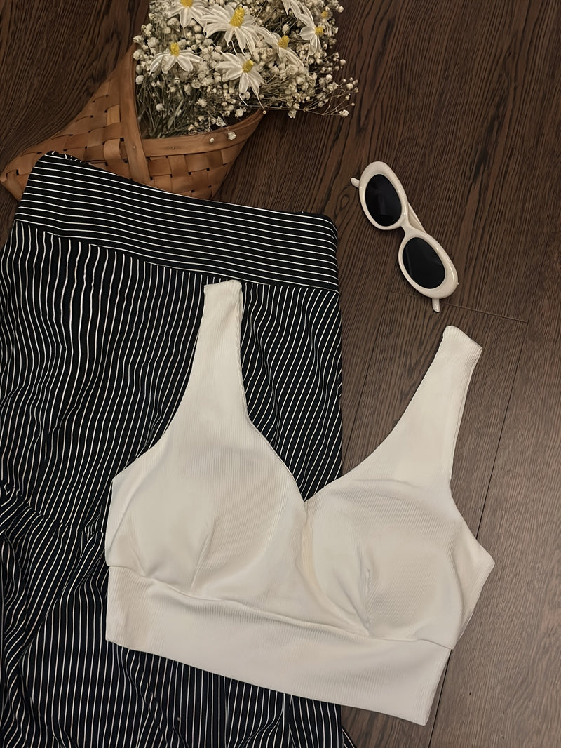 Women’s Strappy Tank Top + High-waisted Pleated Loose Tiered Cake Skirt.