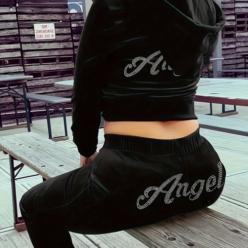 Women's Outdoor Sports Leisure Two-Piece Set Made of Korean Velvet.