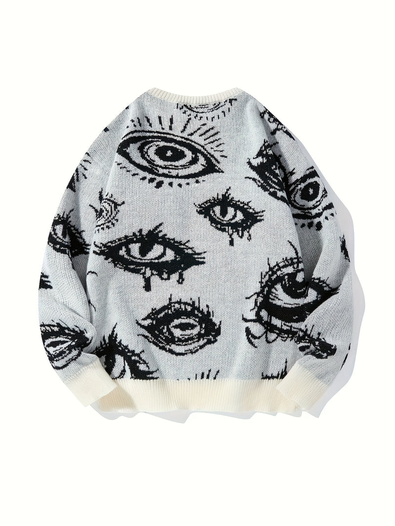 Men’s Round Neck Street Style Pullover with Contrasting Colors.