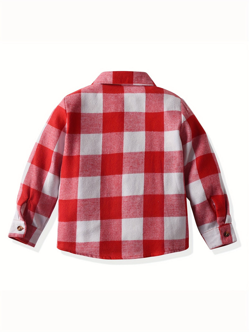 Boys Autumn Plaid Long Sleeve Shirt Casual Top.