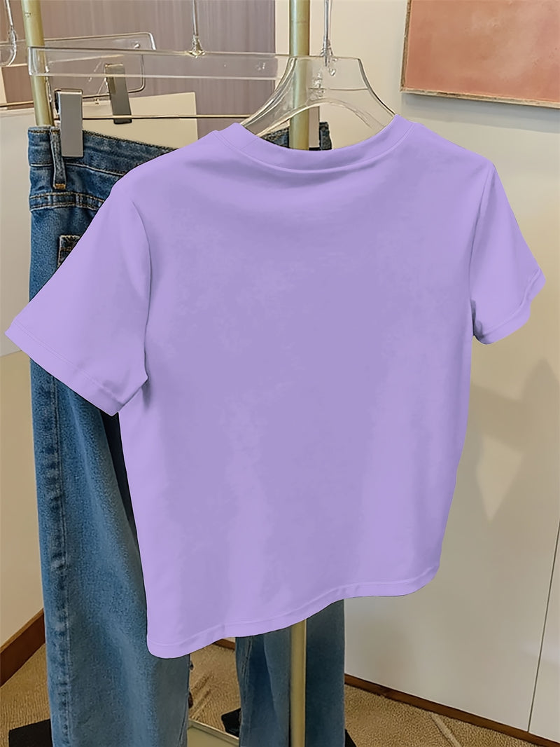 Women's Casual Home Printed Round Neck Pure Short Sleeve.