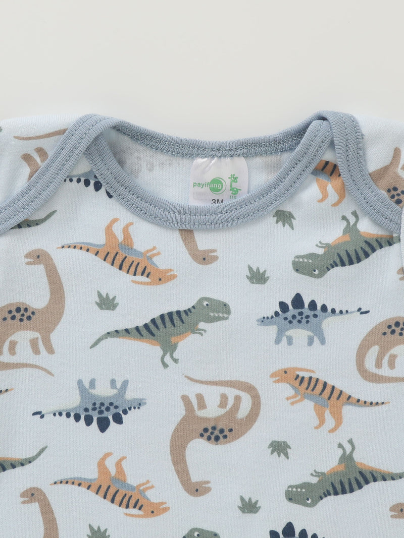 6pcs Newborn Baby Romper with Dinosaur and Truck Embroidery.