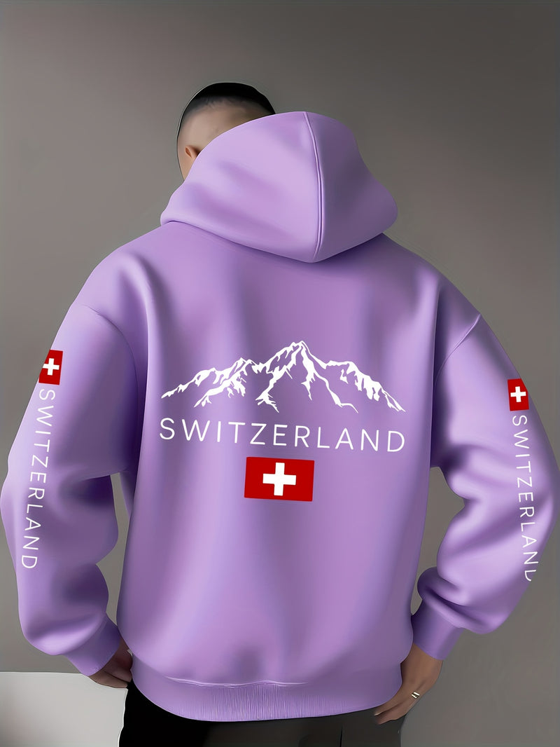 Men'S & Women'S Swiss Flag & Matterhorn Mountain Graphic Hooded Sweatshirt.