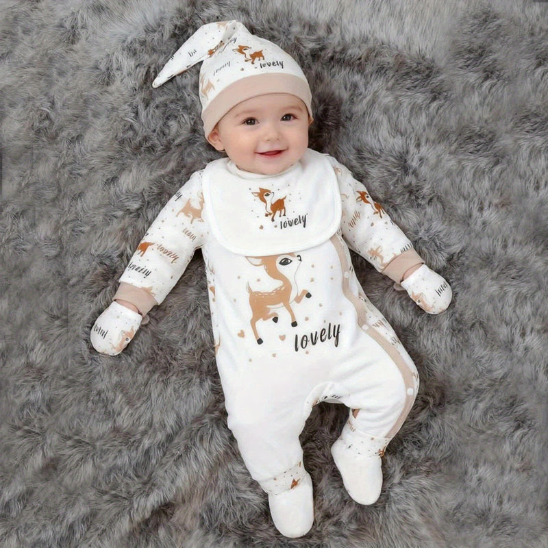 Newborn Baby Girl's Autumn/Winter Cartoon Long-Sleeve Casual Bodysuit.