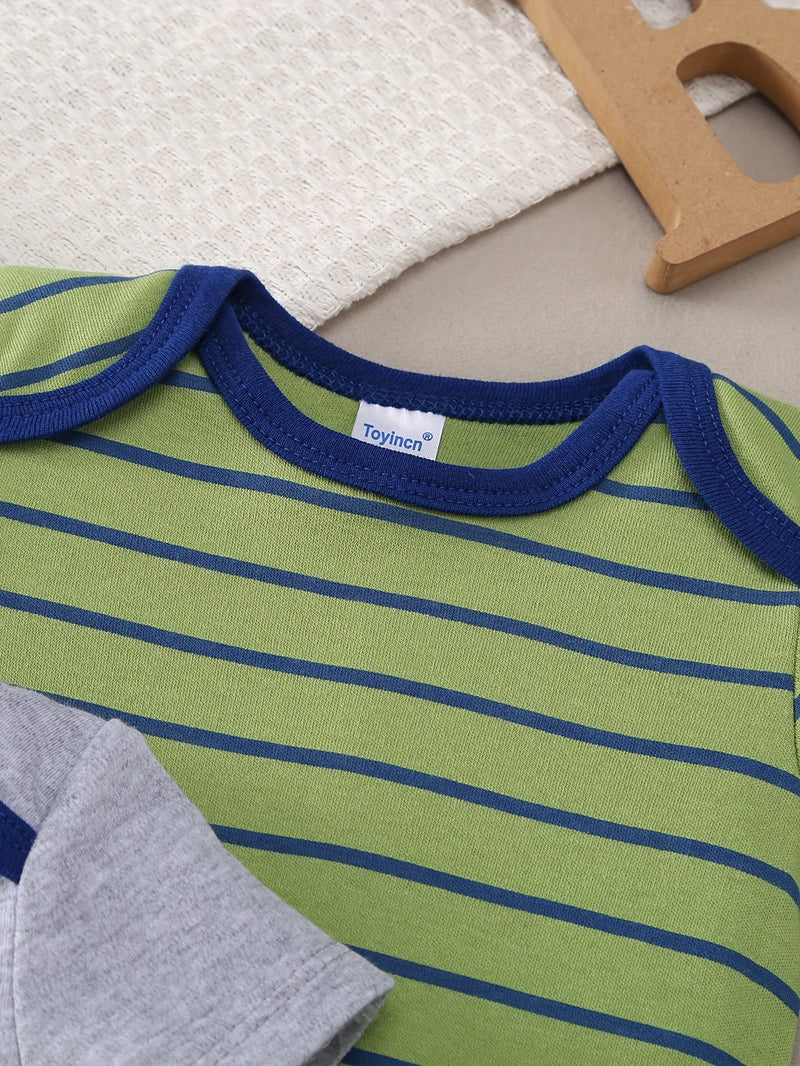 Newborn Baby Boy's Three-Point Romper with Short Sleeves, 5pcs.