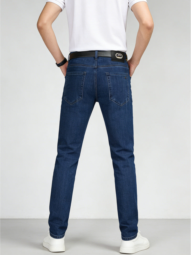 Men's Elastic Straight-Leg Jeans, New Heavy-Duty Denim Fabric.
