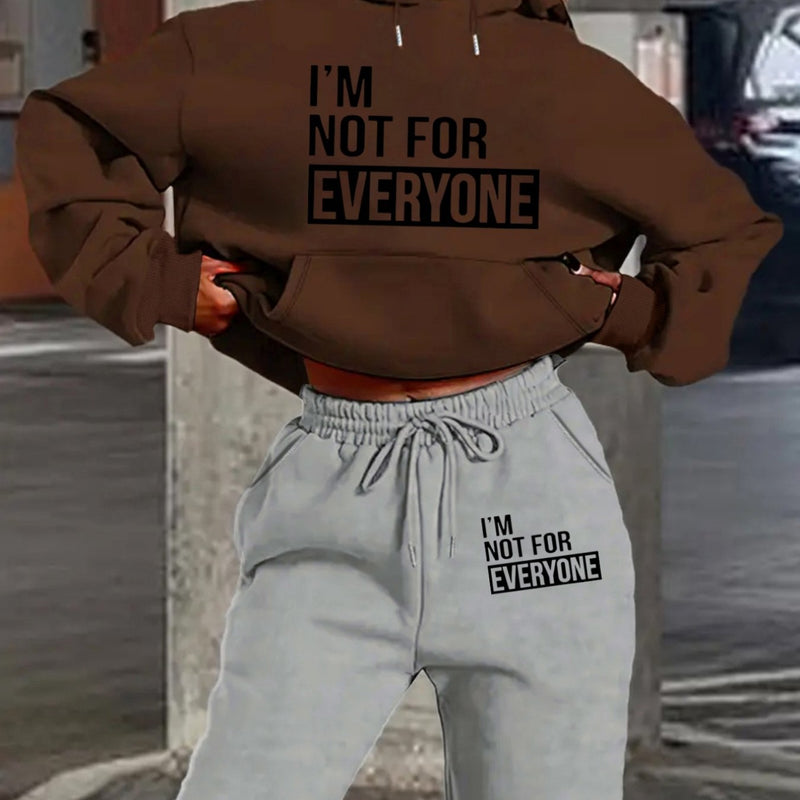 Women's European and American Fashion -Lined Hooded Sweatshirt and Pants.