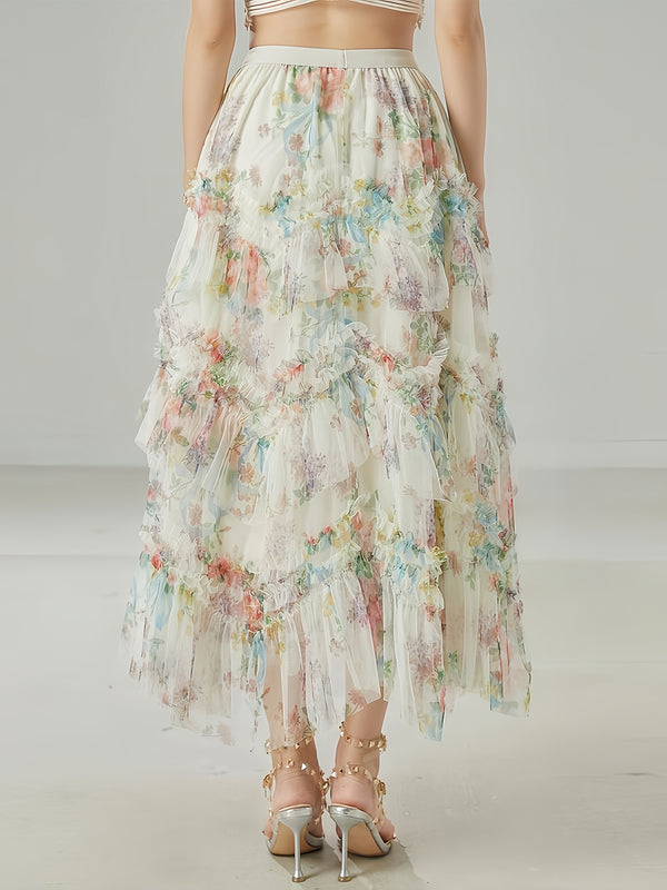 Women’s Elegant Plus-Size Layered Tulle Skirt.