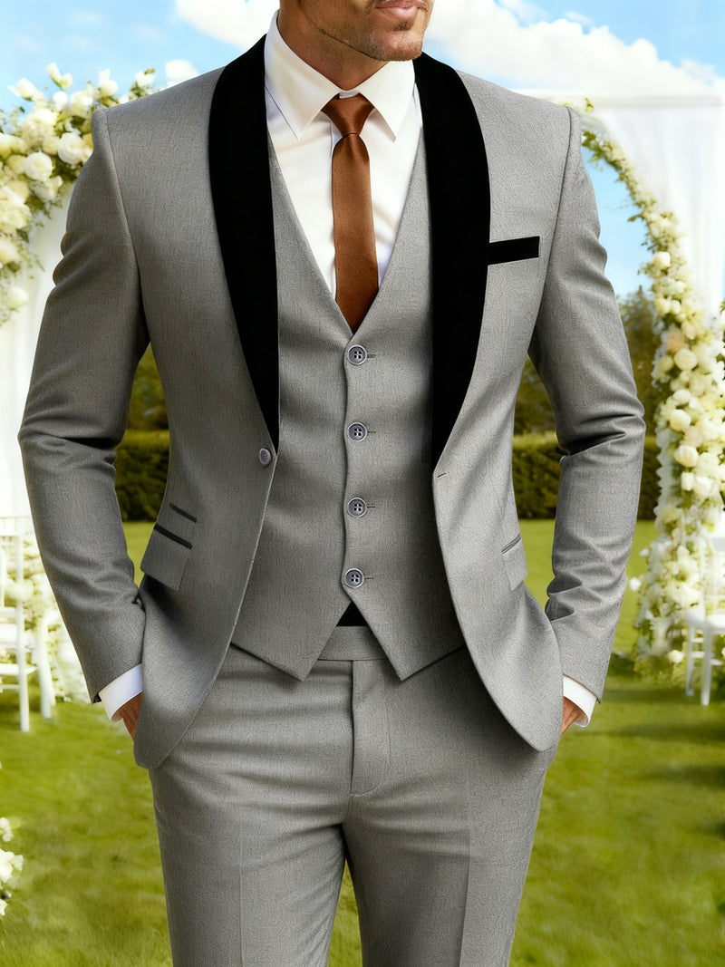 3pcs Men's Suit Set, All-Season Business Wedding Party, Suit Jacket,