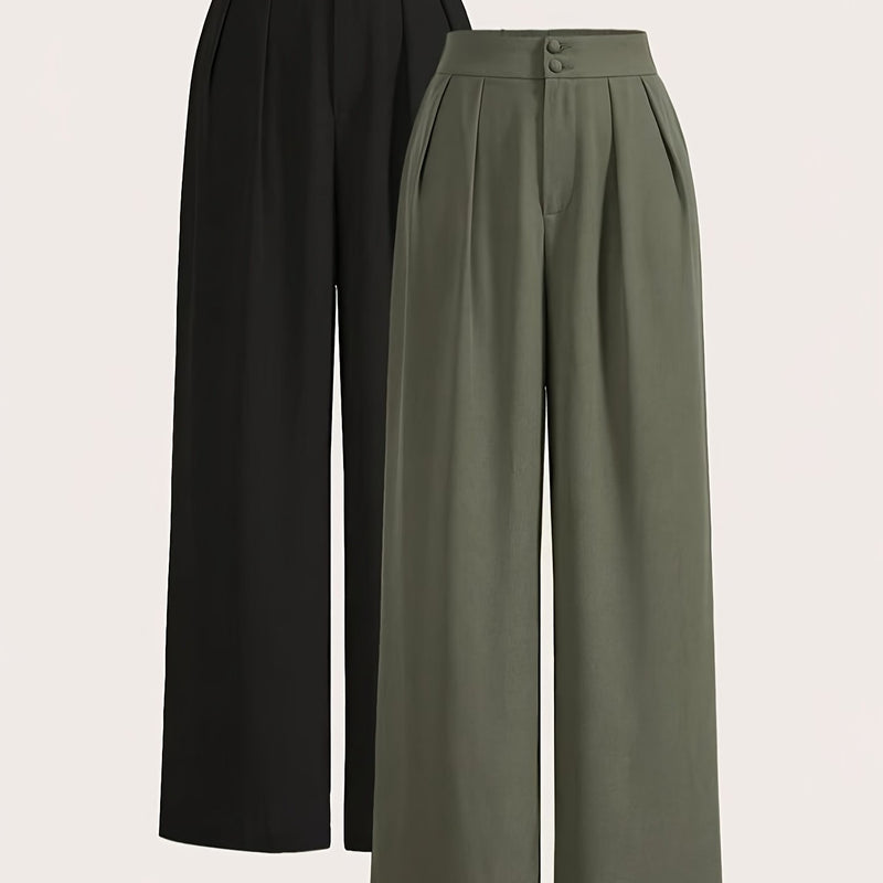 High-Waisted Wide-Leg Pants Two-Piece Set for Women.