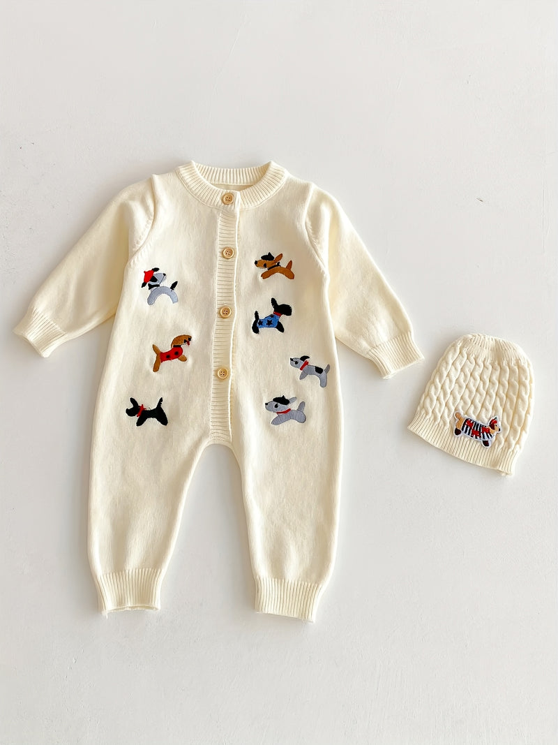 Autumn And Winter Baby Knitted Long-Sleeved Crawling Suit for Boys And Girls.