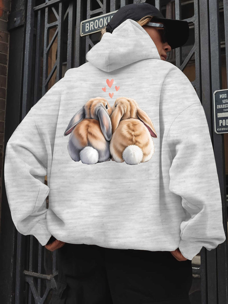 Cute Rabbit Back Women's casual sweatshirt back printed fashionable.