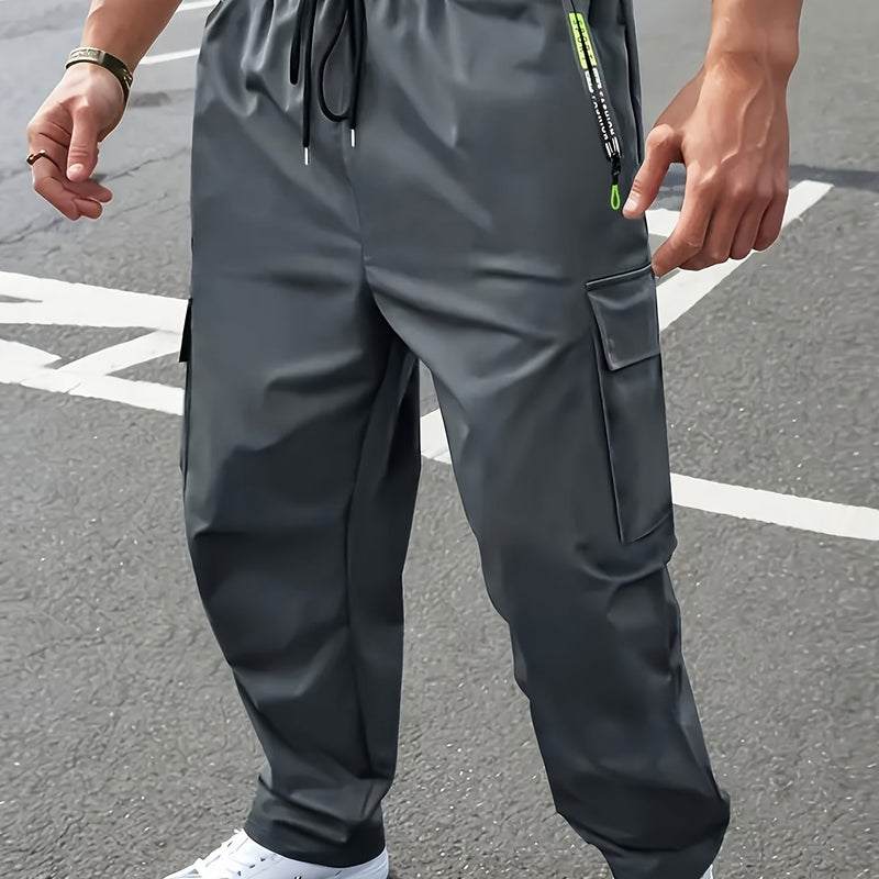 Men's Heavy-Duty Work Pants with Zippered Utility Pockets.