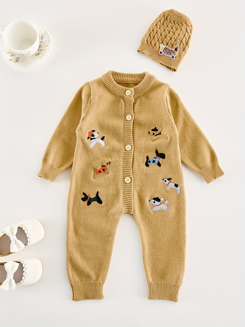 Autumn And Winter Baby Knitted Long-Sleeved Crawling Suit for Boys And Girls.
