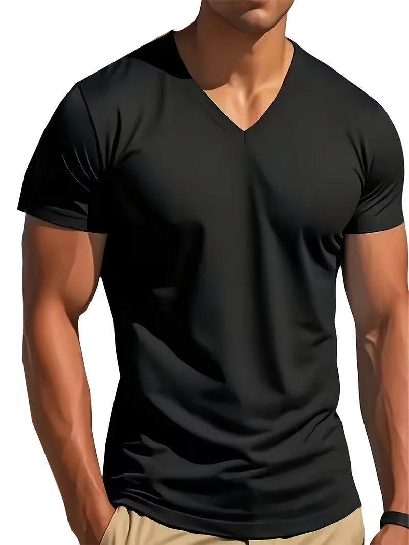3pcs Men's V-Neck T-Shirts.