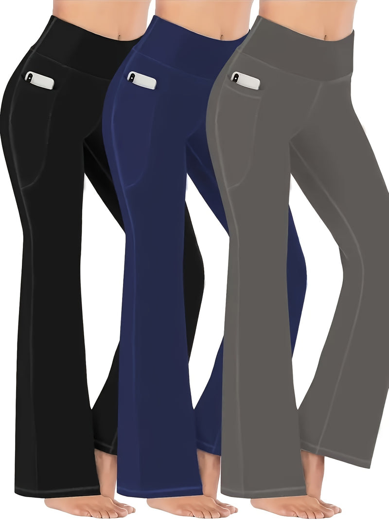 Set of 3 Casual Sports Flared Pants for Women.