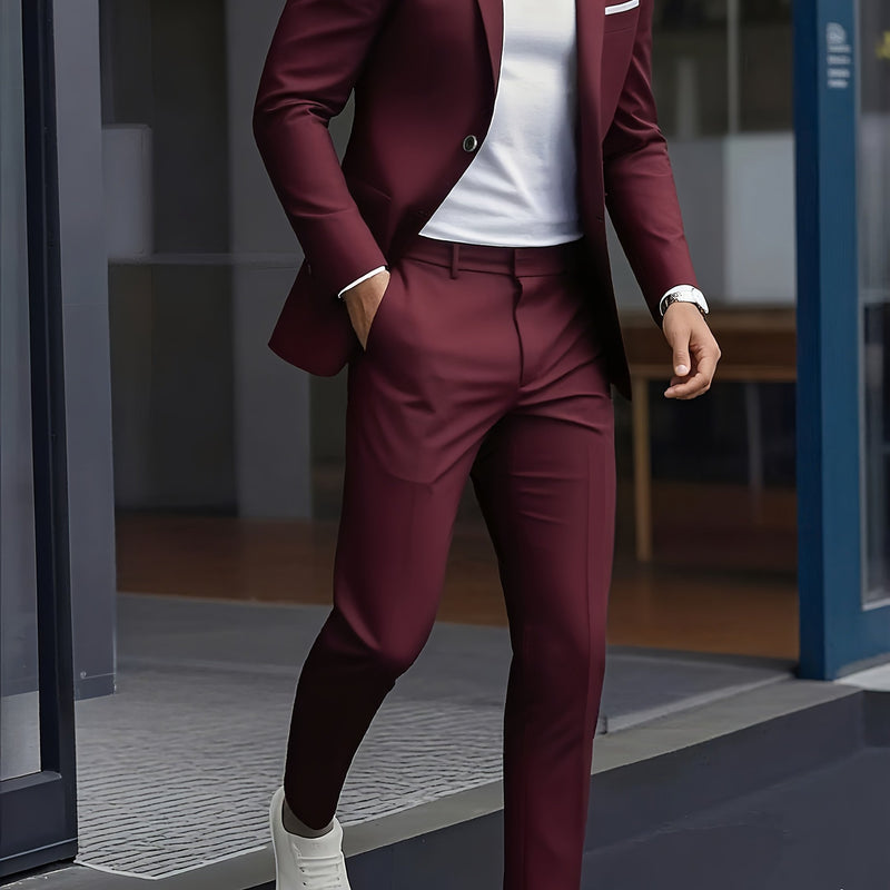 Men's Two-Piece Suit Set, Including Jacket and Trousers.