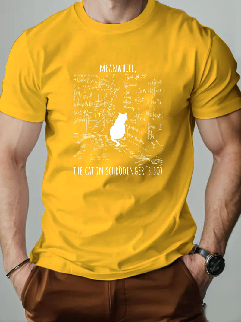 Men's Short-Sleeve T-Shirt with a Kitten Pattern for Summer Casual Wear.
