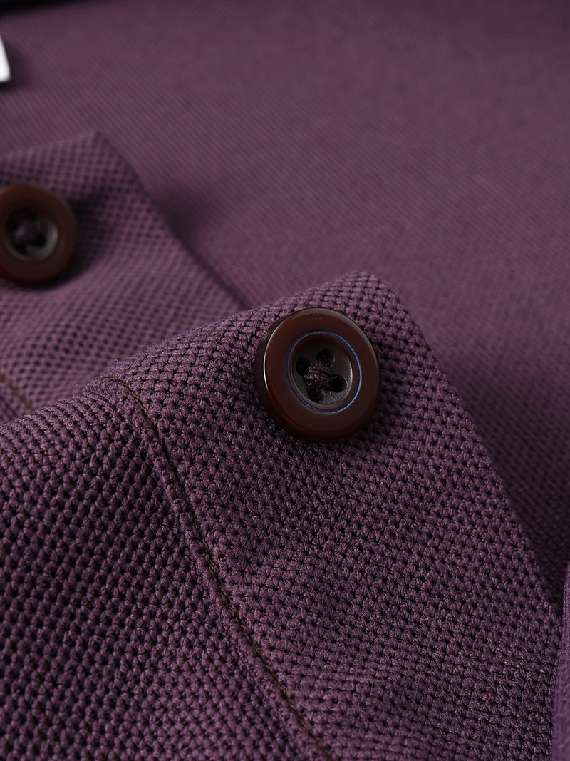 Men's Outdoor Golf and Equestrian Lapel Polo Shirt, Long Sleeve.