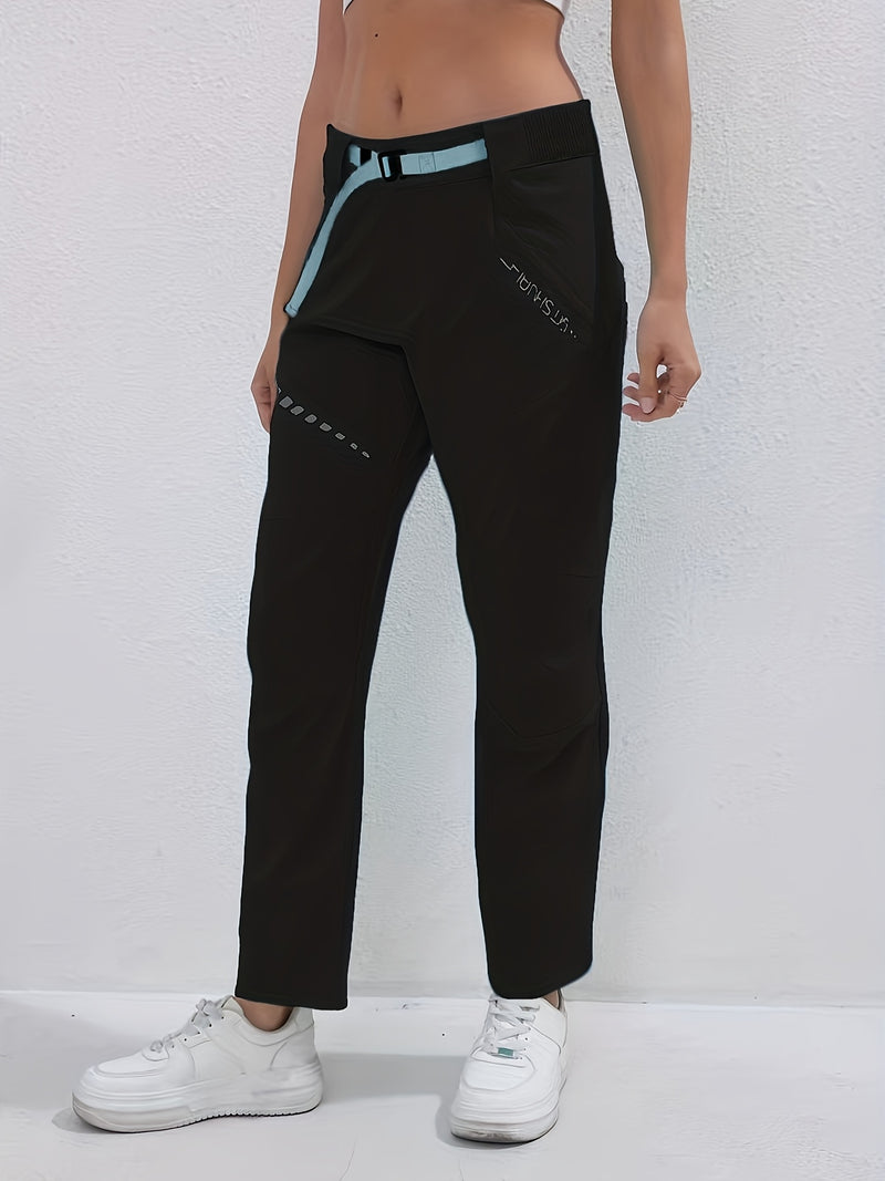Women's Sports Long Pants, Stretchy Fitted Design with Adjustable Elastic.