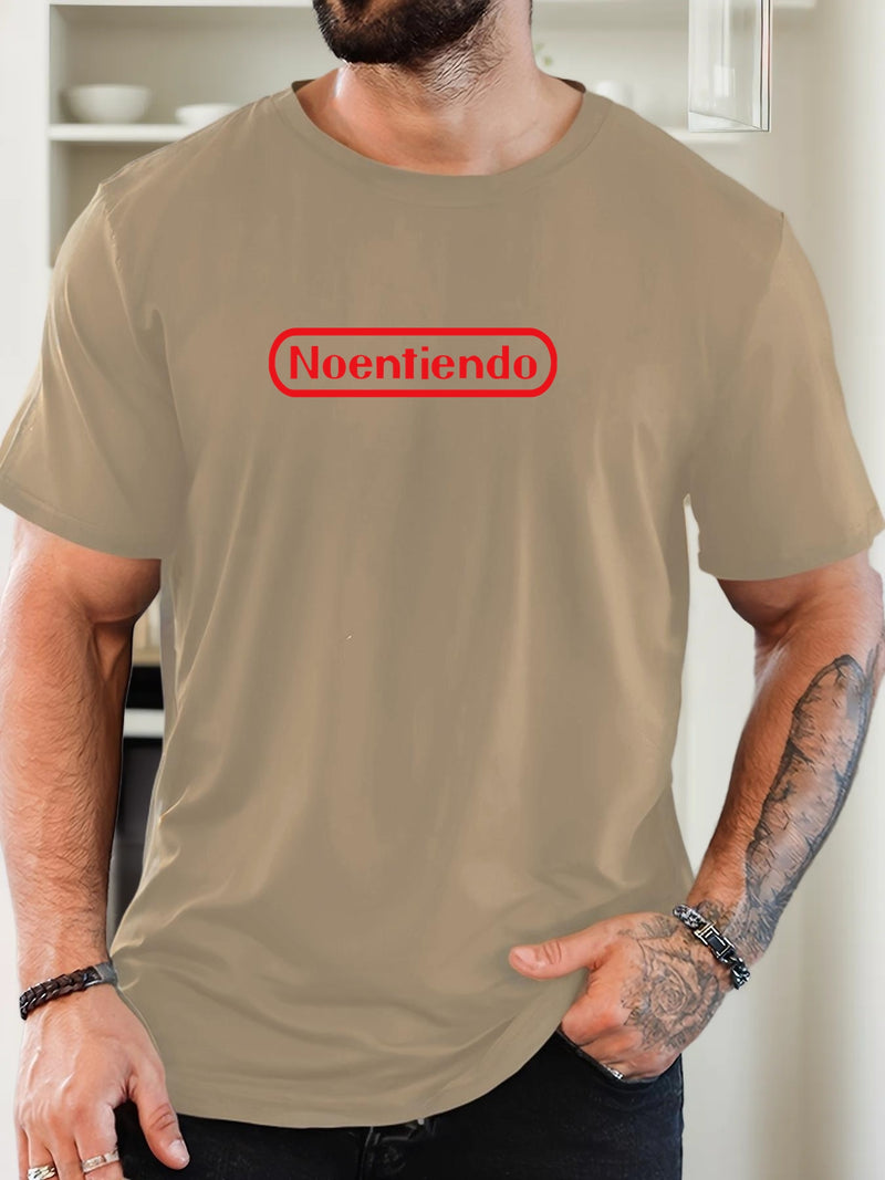 Men's Spanish "No Entiendo" Print Solid Color Casual T-Shirt.