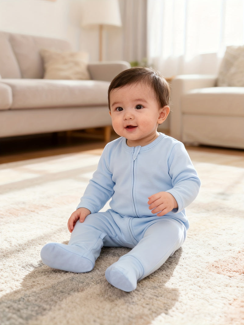 3pcs Boys Long-Sleeve Bodysuit Set.