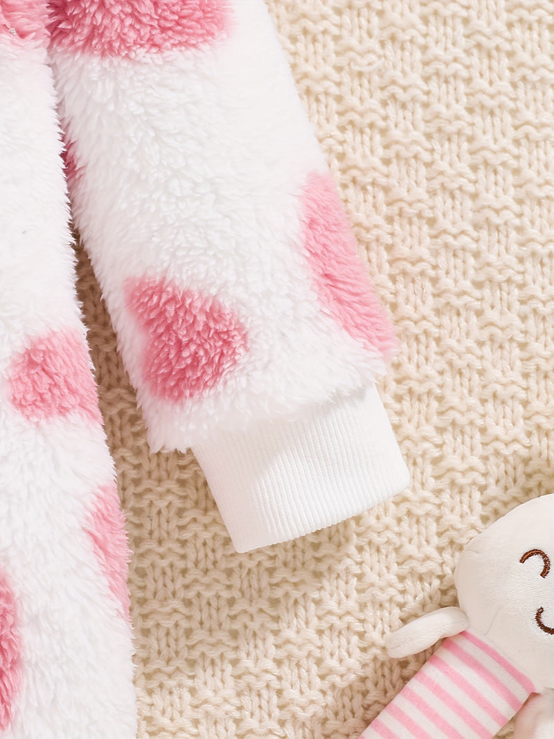 Cute Long-Sleeve and Long-Legged Romper with Hood for Toddlers.