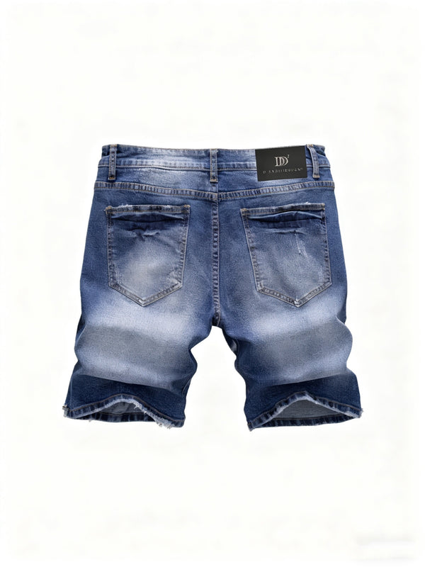 New European and American Vintage Print Ripped Jeans.
