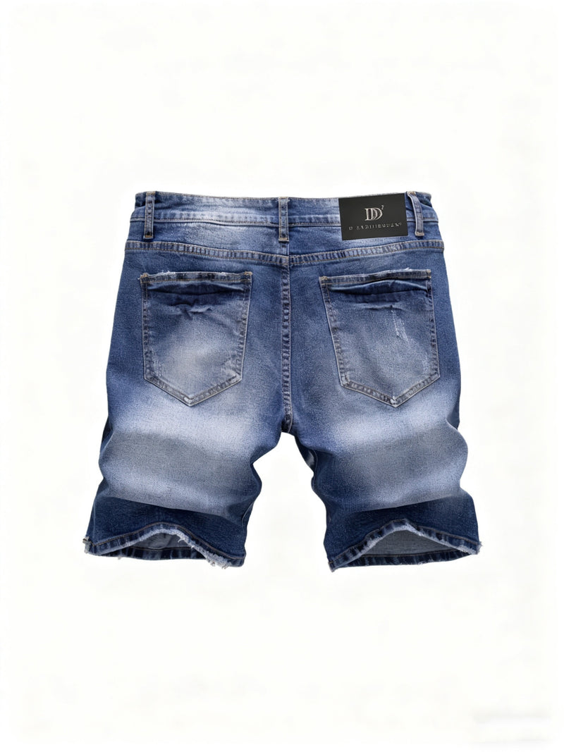 New European and American Vintage Print Ripped Jeans.