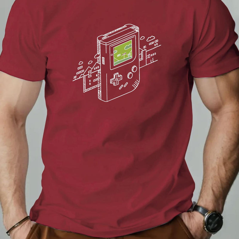 Men's Gaming Console Print Summer Casual Crew Neck Short Sleeve T-Shirt.