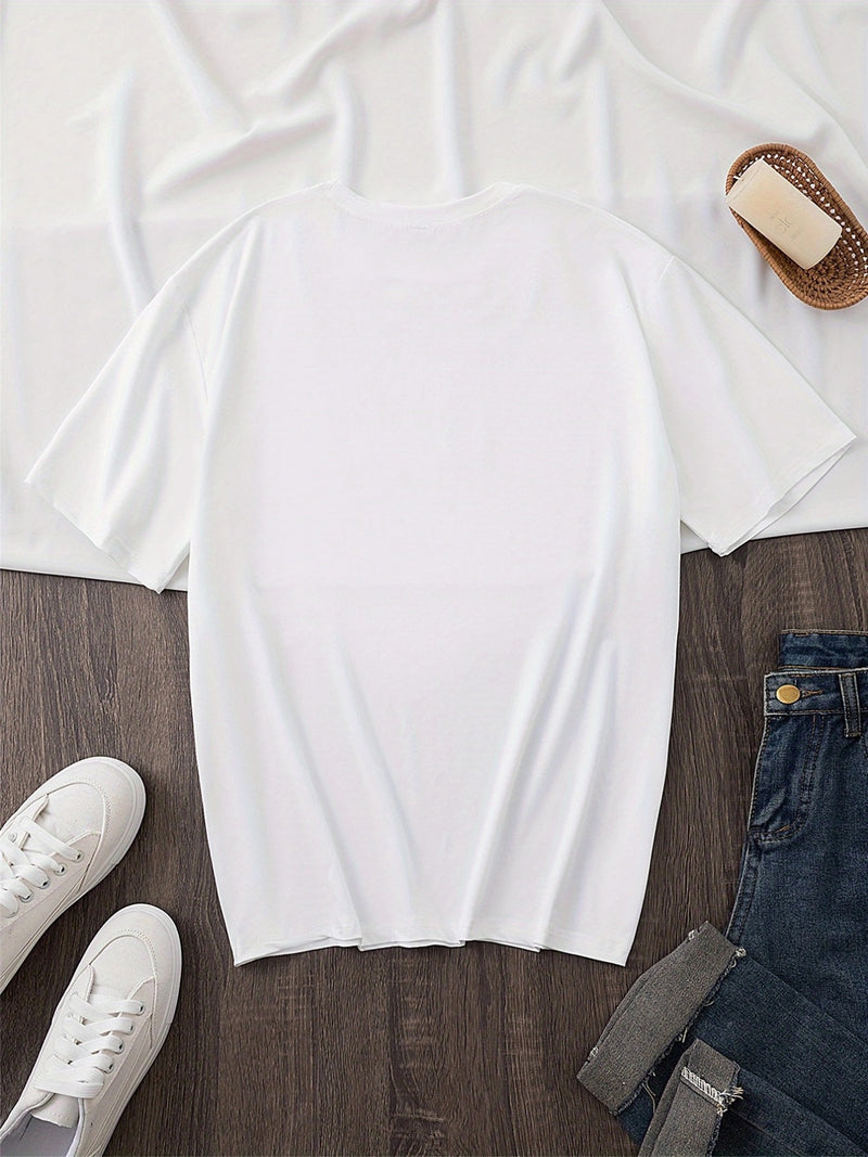 Women’s  Pocket Panda Climbing Rope Cute Pattern Print Fashion Crew Neck T-Shirt.