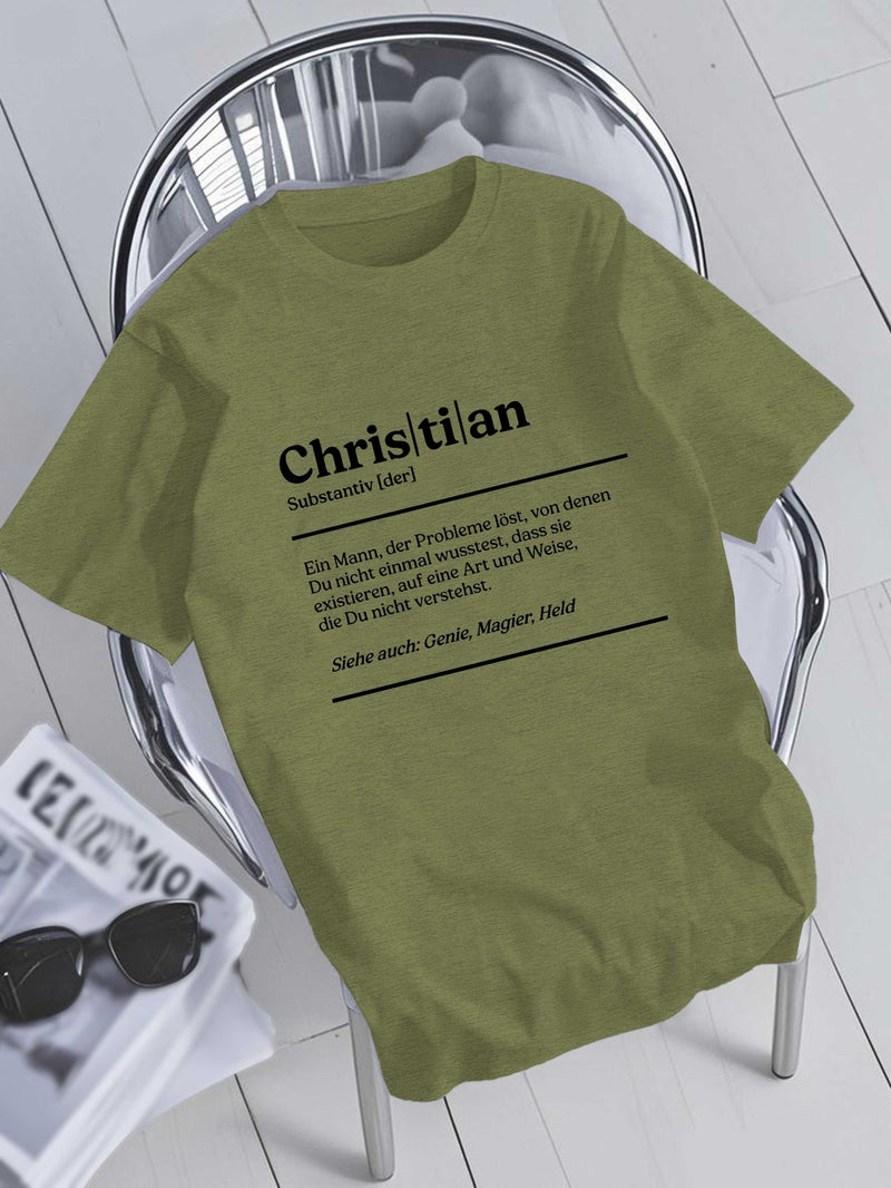 Men's Summer T-Shirt with a Fun Christian German Name And Short Sleeves.