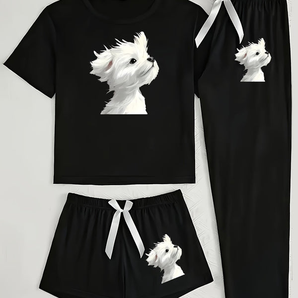 Top+Shorts+Pants 3pcs Set: Women's Summer/Fall Trendy Vacation Wear.