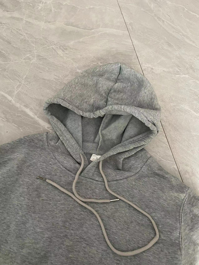 Fashion Versatile Warm 250gsm Hooded Sweatshirt + Pants Two-Piece Set for Men.