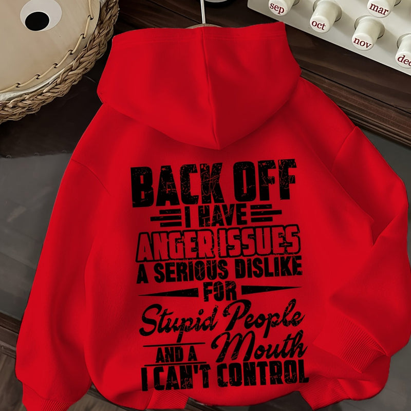 Women’s Letter Print Hoodie, Drawstring Casual Hooded.