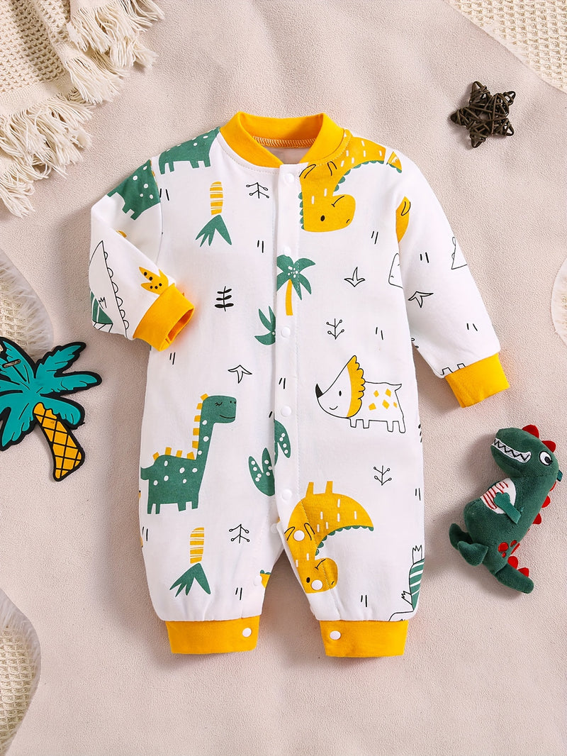 1pc Long Sleeve Knitted Bodysuit with Full Print.