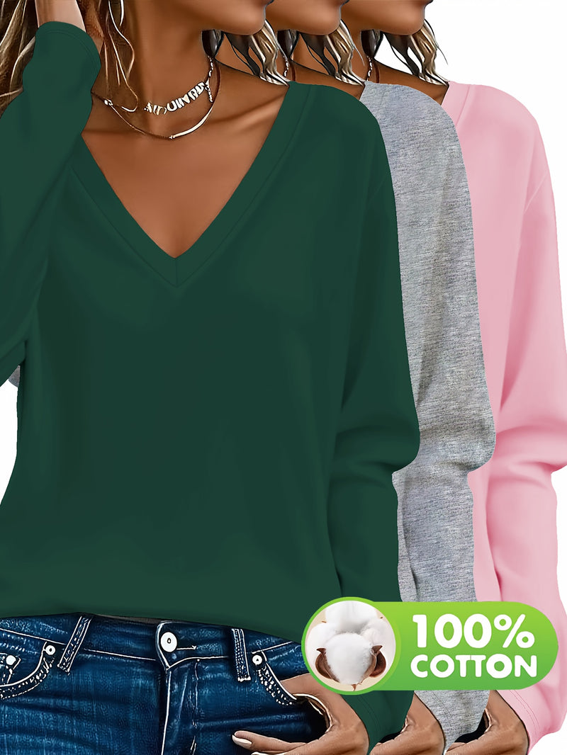 3-Pack Women's Long Sleeve T-shirts.