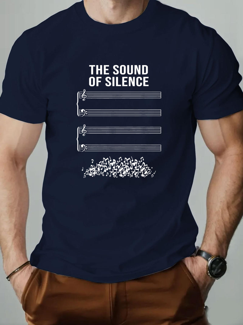 Men's Short Summer Casual T-Shirt with The Sound of Silence Design.