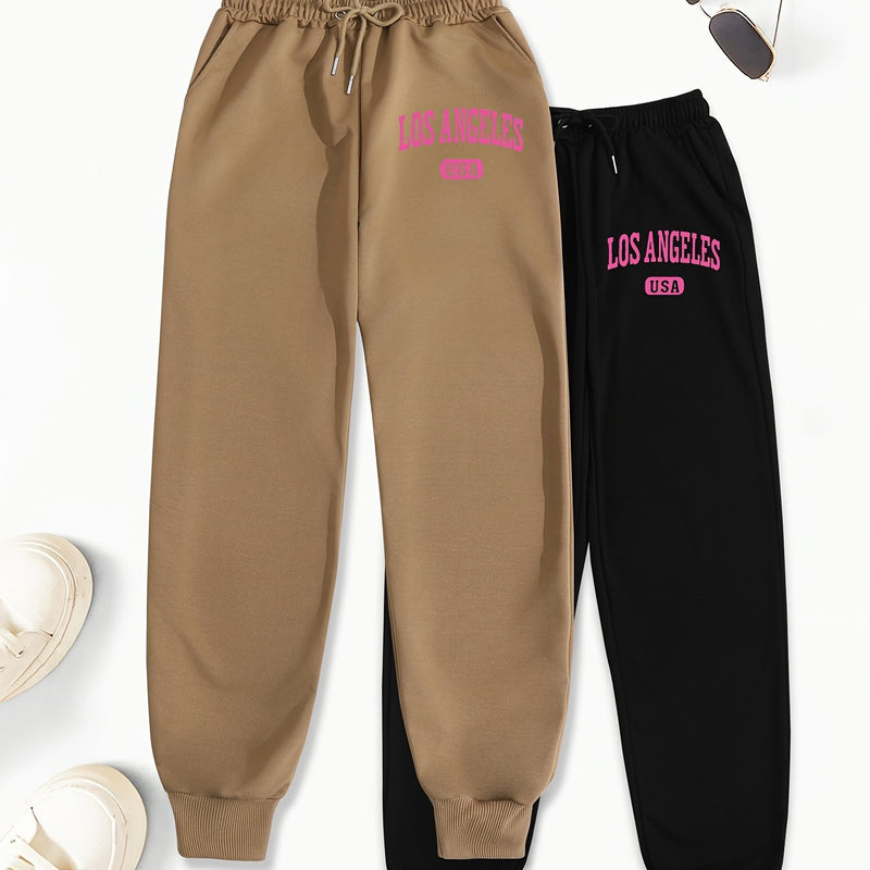 Women's Two-Piece Outfit Featuring Pants with a Letter Print.