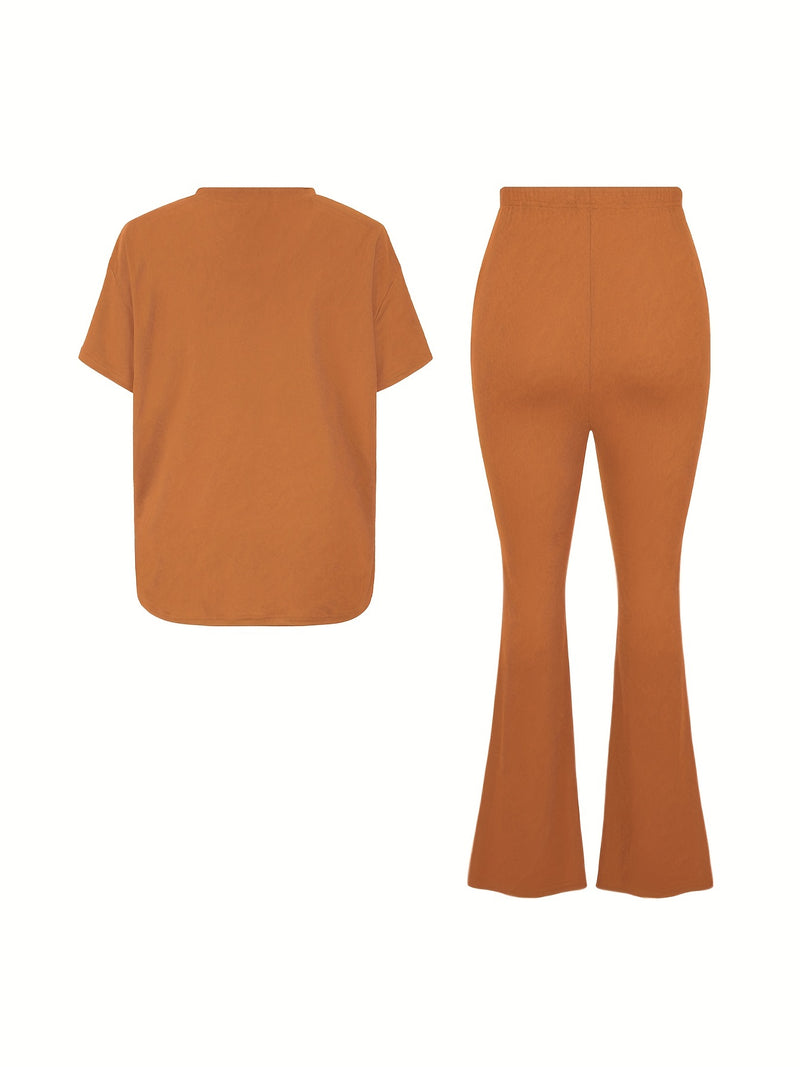 Womens Cross-Border Foreign Trade Loose T-Shirts, Long Wide-Leg Pants.