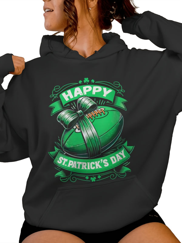 Women's Hoodie Featuring a Rugby Ball.