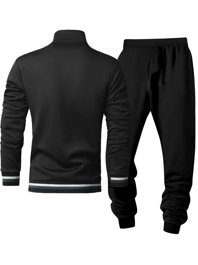 Men's 2-Piece Slim-Fit Full-Zip Jacket & Lapel Collar Coat.