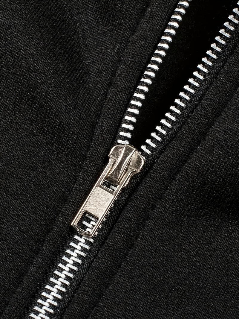 Hooded Zip-Up Jacket Set with NY Letter Prints on The Front And Back.
