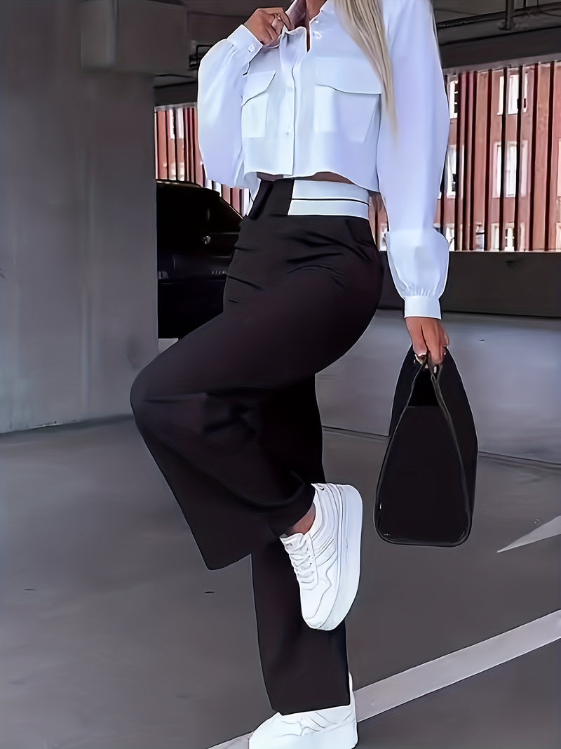 Women's Elegant and Stylish Casual Commuter Color-Matching Outfit Set.