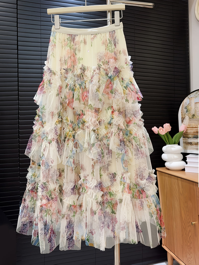 Women’s Elegant Plus-Size Layered Tulle Skirt.