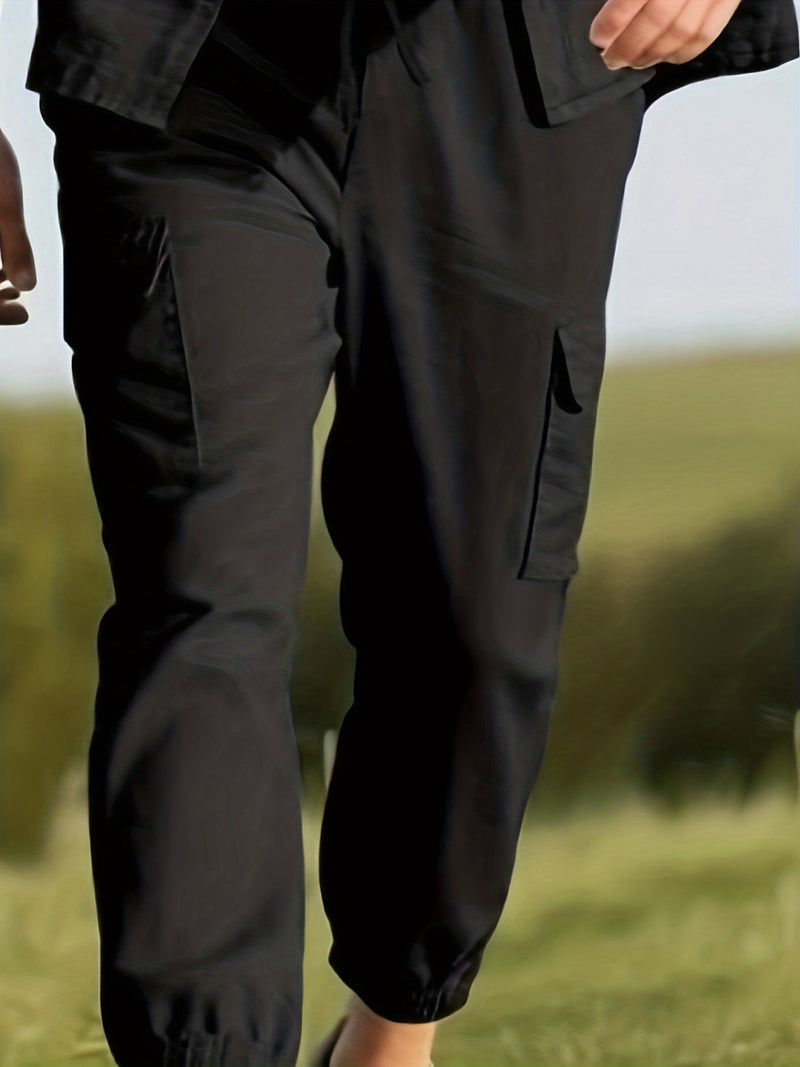 Men's Solid Color -Linen Suit, a Two-Piece Set for Sporty Comfort.