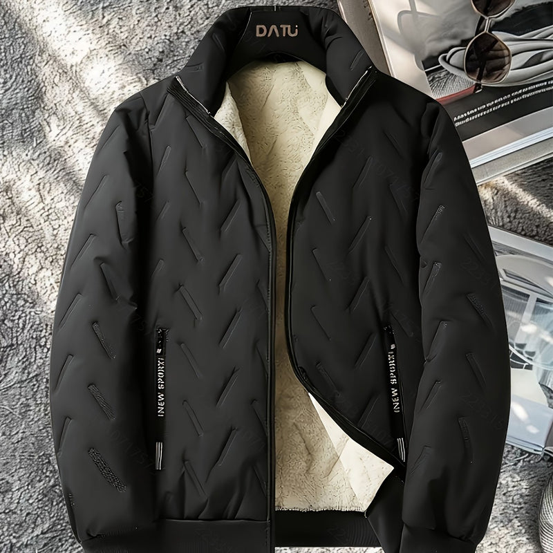Black Autumn and Winter Velvet Casual Men's Jacket.