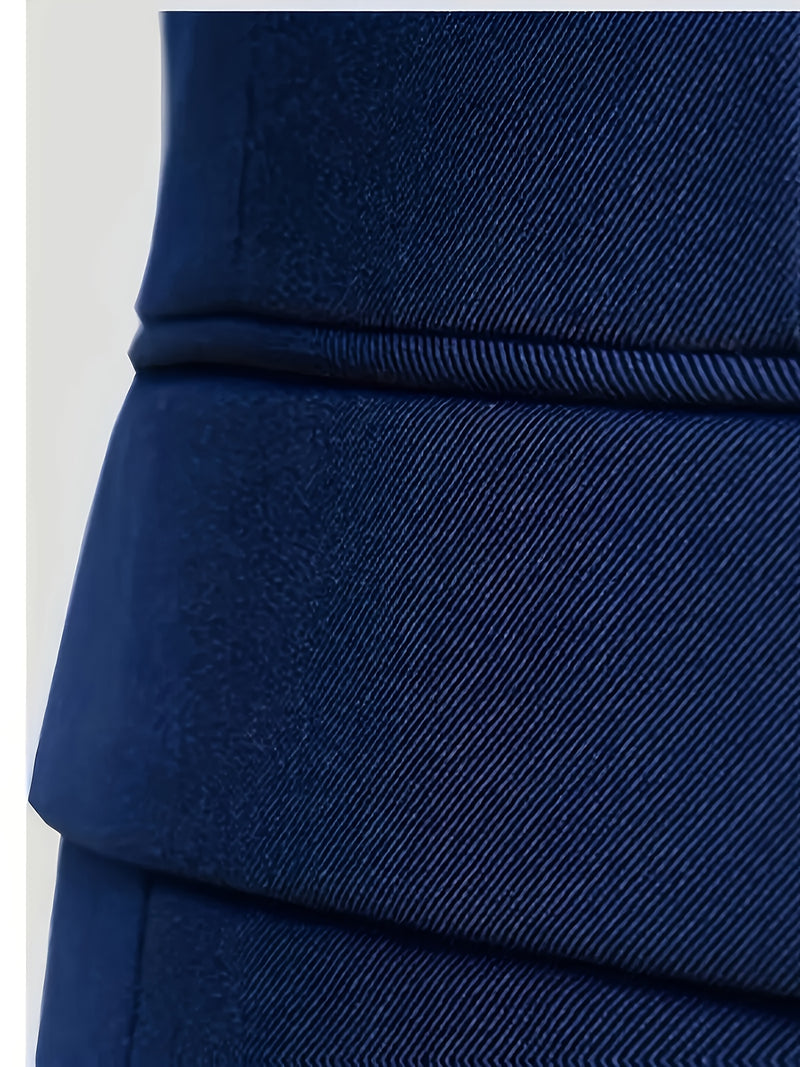 Men's 2pcs Suit, Double-Breasted Notch Lapel Solid Color Blazer and Pants Set.
