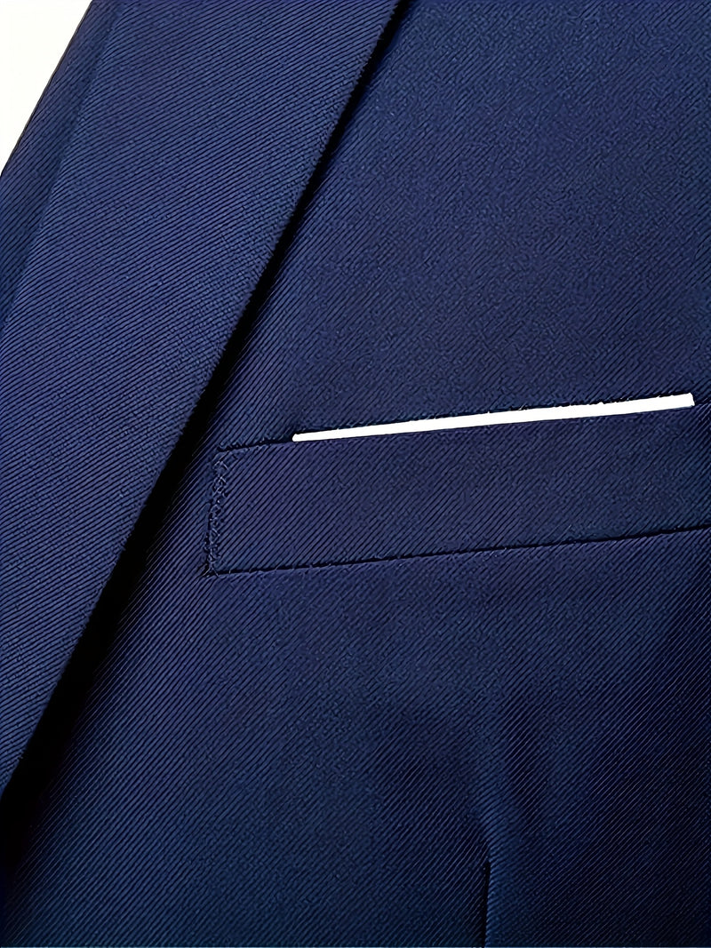 Men's Business Solid Color Classic Elegant Two-Piece Suit.