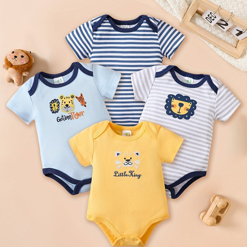 4pcs set of new spring/summer baby boy romper bodysuits.
